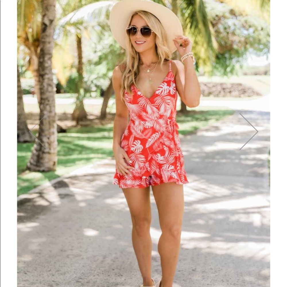 Tropical red romper